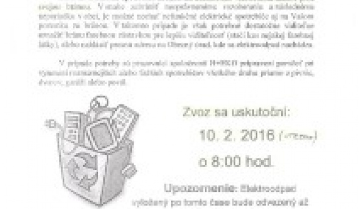 1. fotografia fotogalérie Zber elektrospotrebičov dňa 10.02.2016 - foto