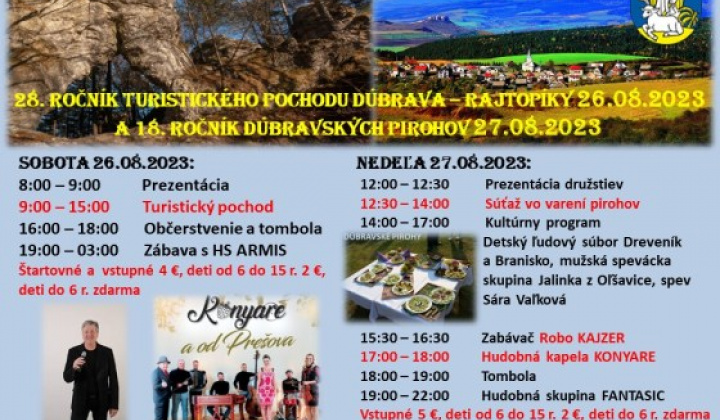 1. fotografia fotogalérie POZVÁNKA – 28. ročník turistického pochodu Dúbrava – Rajtopíky,              18. ročník Dúbravských pirohov - foto