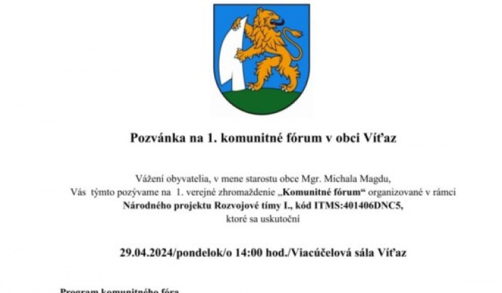 1. fotografia fotogalérie Pozvánka na 1. komunitné fórum - foto