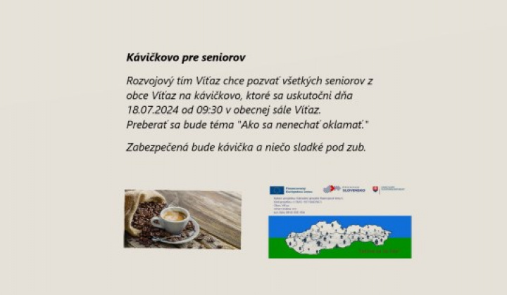 2. fotografia fotogalérie Rozvojový tím Víťaz-Pozvánka – Posedenie pre seniorov „Kávičkovo“ - foto