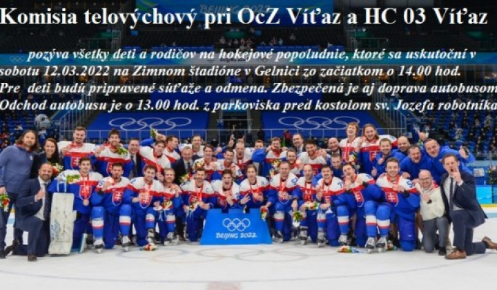 1. fotografia fotogalérie POZVÁNKA – HOKEJOVÉ POPOLUDNIE 2022 - foto