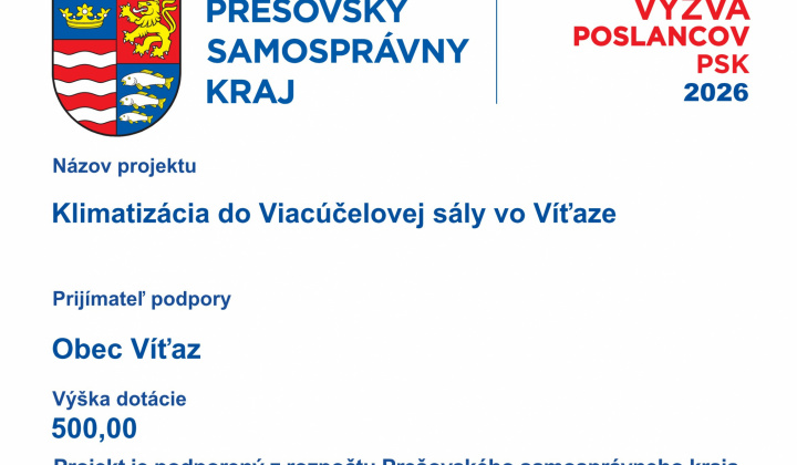 1. fotografia fotogalérie Projekty / Klimatizácia do Viacúčelovej sály vo Víťaze - foto