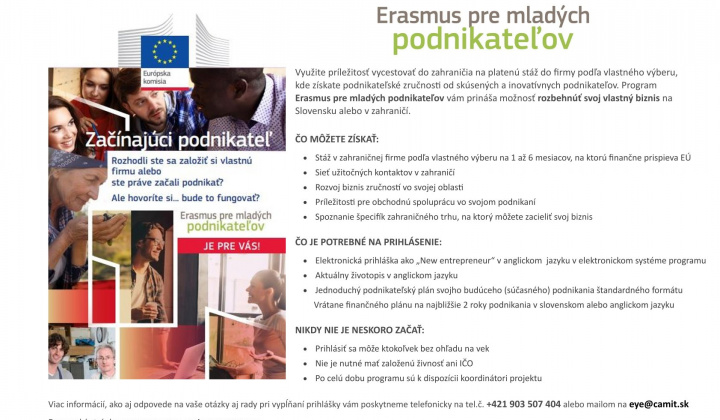 Fotka - ERASMUS pre mladých podnikateľov