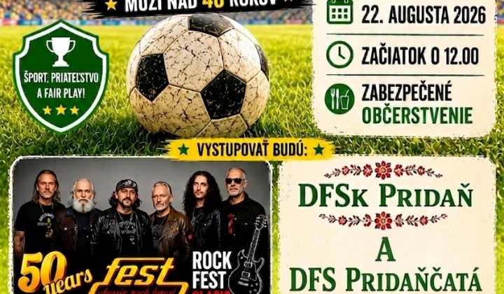 Fotka - Pozvánka-Futbalový turnaj OLD BOYS a gastronomicko-kultúrne podujatie NETRADIČNE TRADIČNÉ-22.8.2026