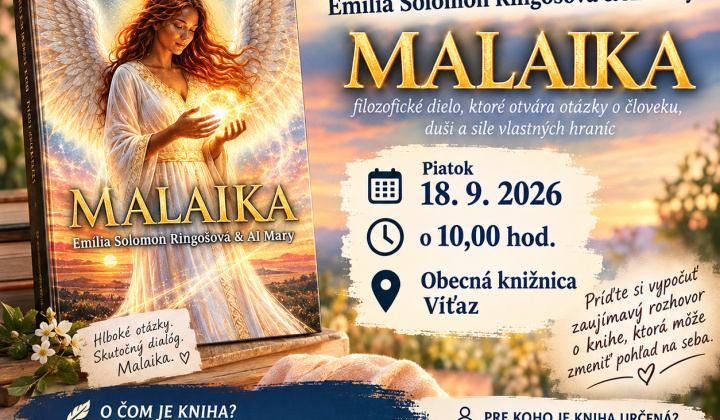 Fotka - Pozvánka - Beseda s autorkou knihy MALAIKA Emíliou Solomon Ringošovou-18.9.2026